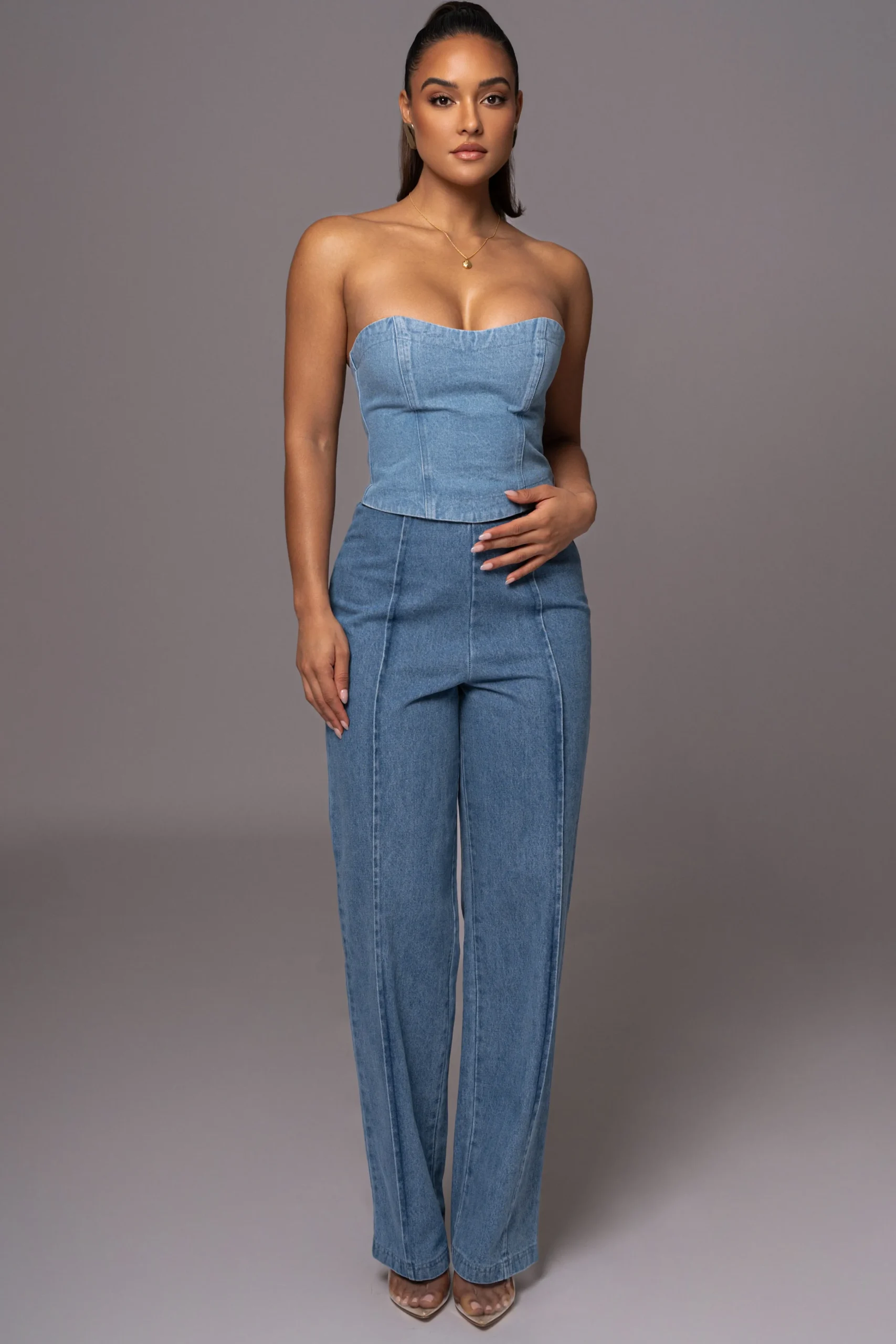 Medium Wash All You Need Denim Corset*JLUXLABEL Online