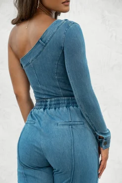 Medium Wash Button Me Up Bodysuit*JLUXLABEL Fashion