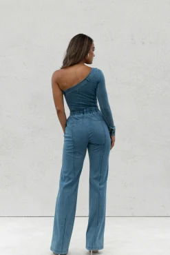 Medium Wash Button Me Up Bodysuit*JLUXLABEL Fashion