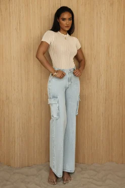 Medium Wash Denim Val Slouch Cargo Jeans*JLUXLABEL Best