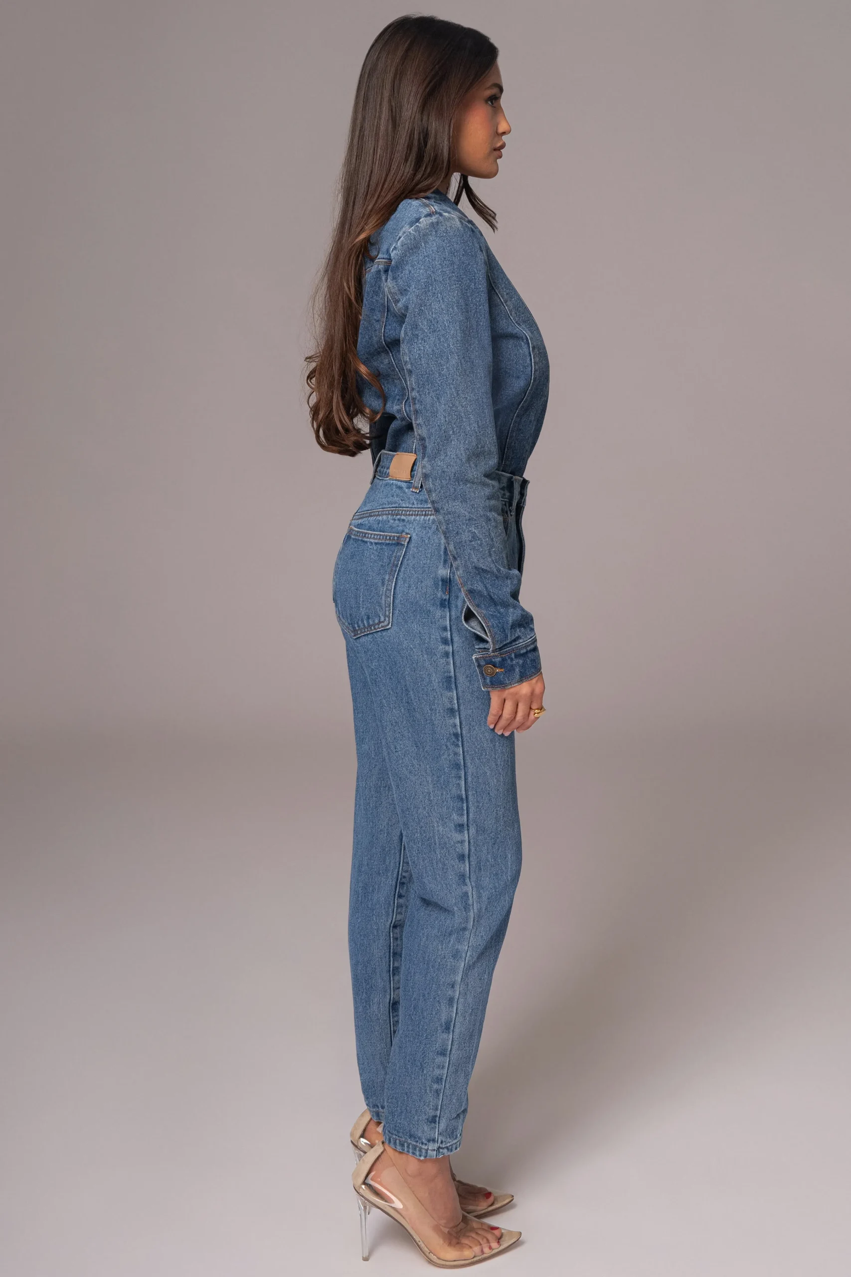Medium Wash Dominica Structured Denim Bodysuit*JLUXLABEL Outlet
