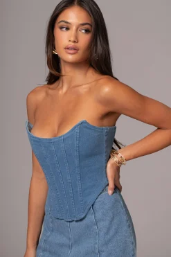 Medium Wash Fenix Reversible Denim Corset*JLUXLABEL Fashion