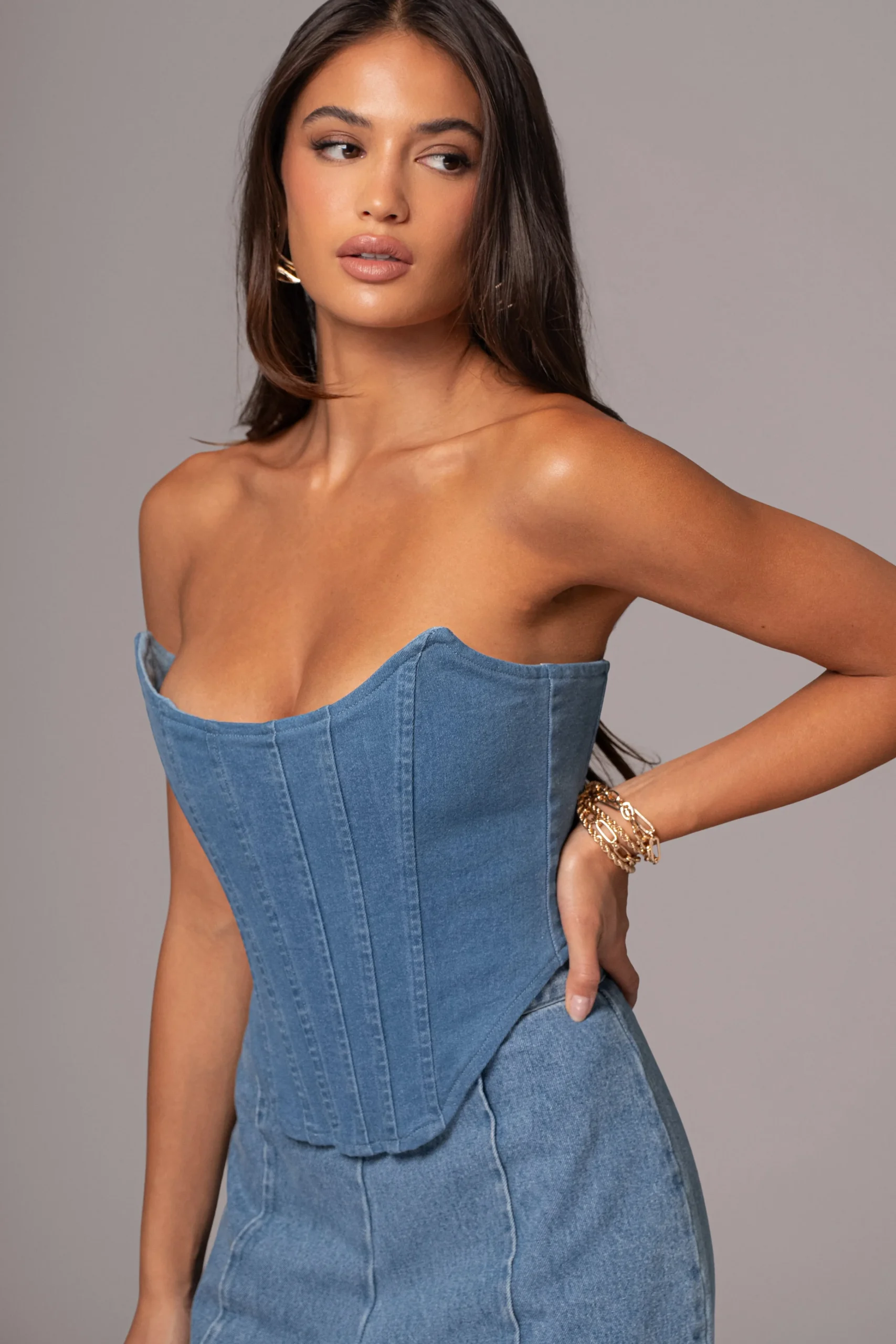 Medium Wash Fenix Reversible Denim Corset*JLUXLABEL Fashion