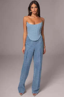 Medium Wash Fenix Reversible Denim Corset*JLUXLABEL Fashion