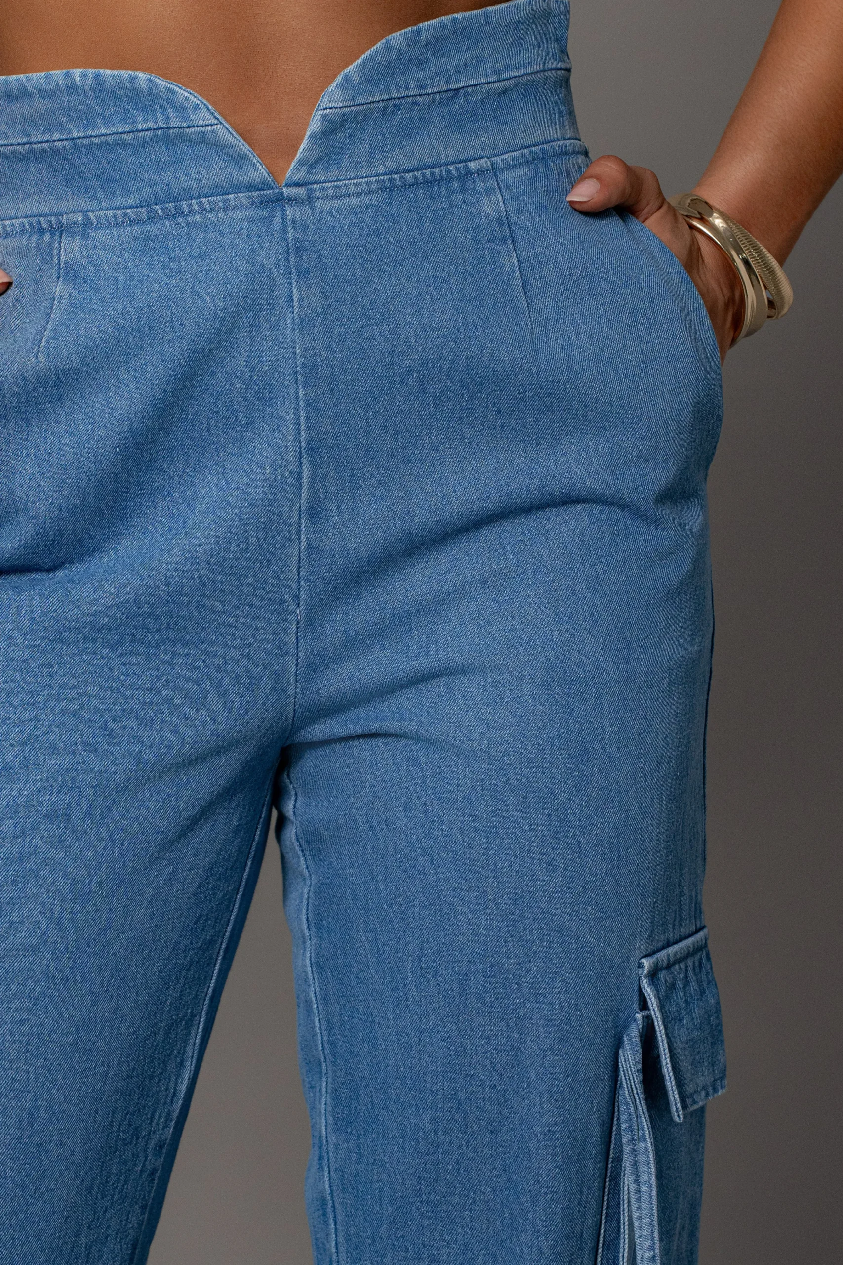 Medium Wash Jacinda Denim Utility Pants*JLUXLABEL Fashion