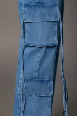 Medium Wash Jacinda Denim Utility Pants*JLUXLABEL Fashion