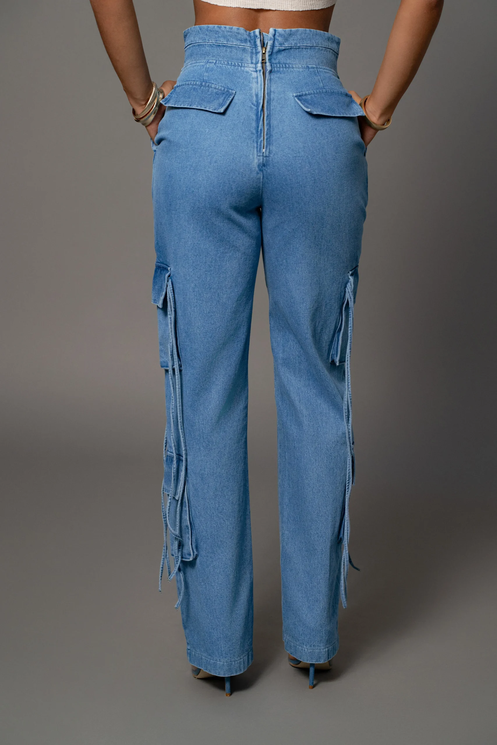 Medium Wash Jacinda Denim Utility Pants*JLUXLABEL Fashion