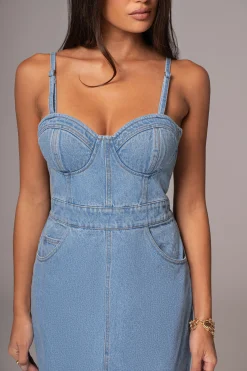 Medium Wash Mara Denim Bustier Dress*JLUXLABEL Fashion