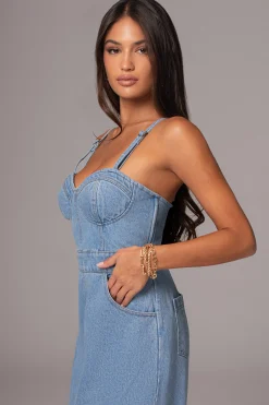 Medium Wash Mara Denim Bustier Dress*JLUXLABEL Fashion