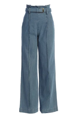 Medium Wash Minka Paper Bag Flare Leg Pants*JLUXLABEL New