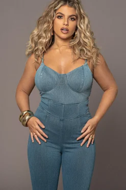 Medium Wash Orion Denim Bustier Bodysuit*JLUXLABEL New