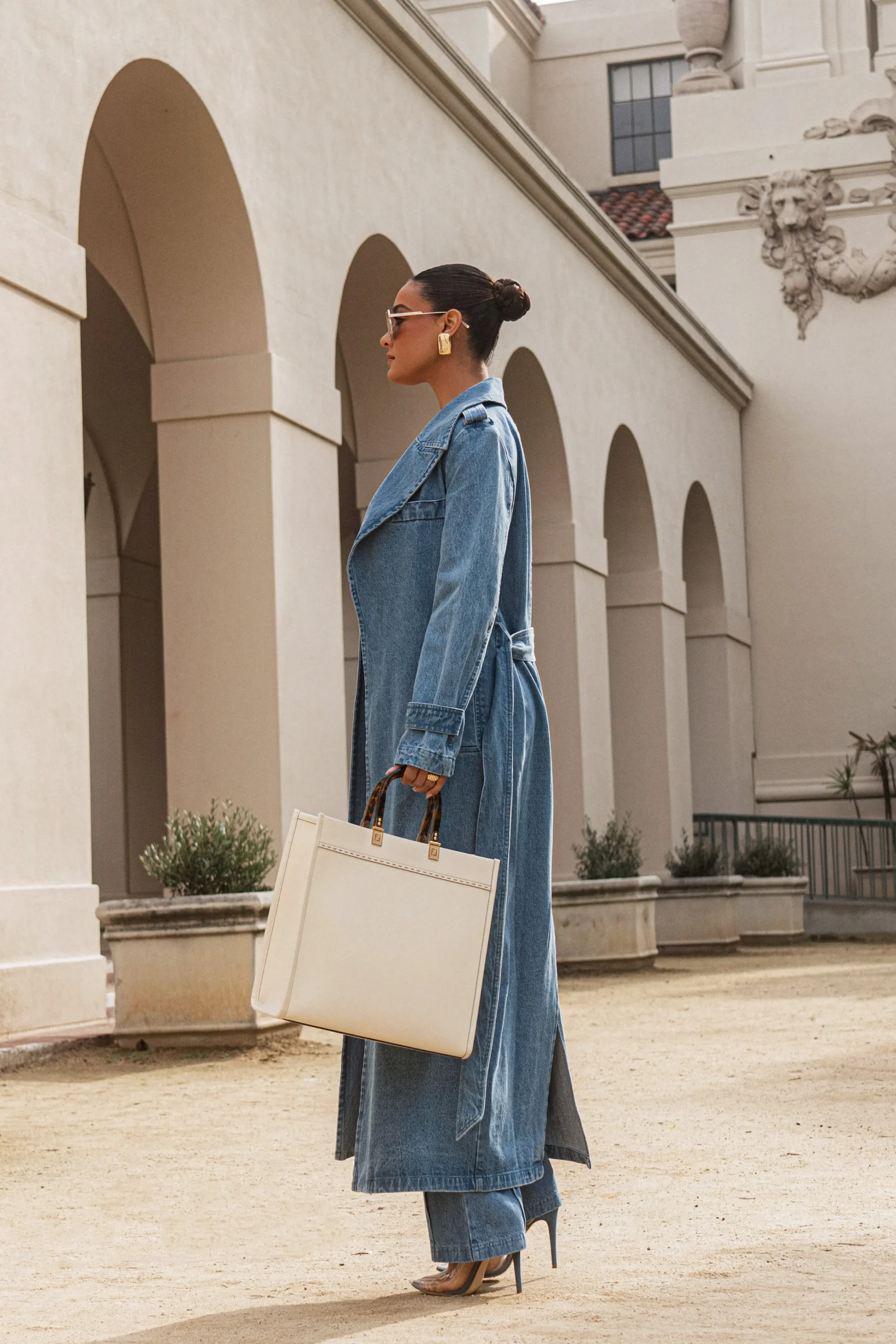 Medium Wash Savannah Belted Denim Coat*JLUXLABEL Clearance