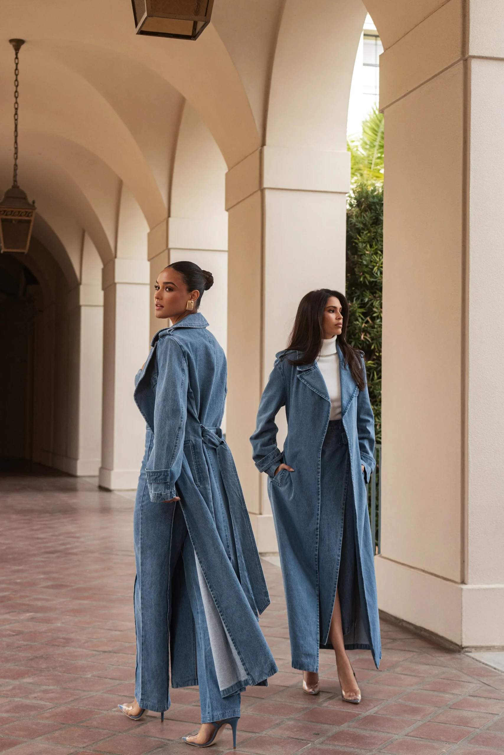 Medium Wash Savannah Belted Denim Coat*JLUXLABEL Clearance