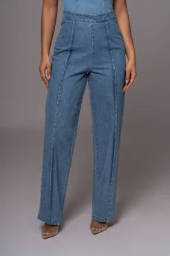 Medium Wash Stay Sharp Denim Trouser*JLUXLABEL Hot