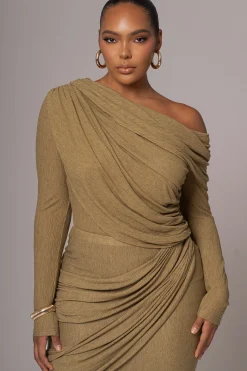 Moss Textured One Shoulder Bodysuit*JLUXLABEL Best