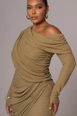 Moss Textured One Shoulder Bodysuit*JLUXLABEL Best