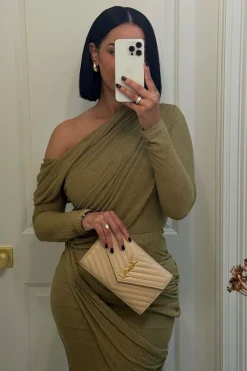 Moss Textured One Shoulder Bodysuit*JLUXLABEL Best