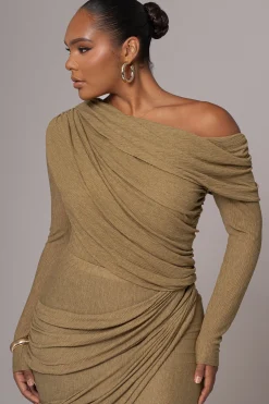 Moss Textured One Shoulder Bodysuit*JLUXLABEL Best