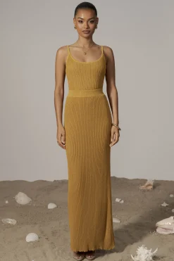 Mustard Serena Ribbed Skirt Set*JLUXLABEL Discount