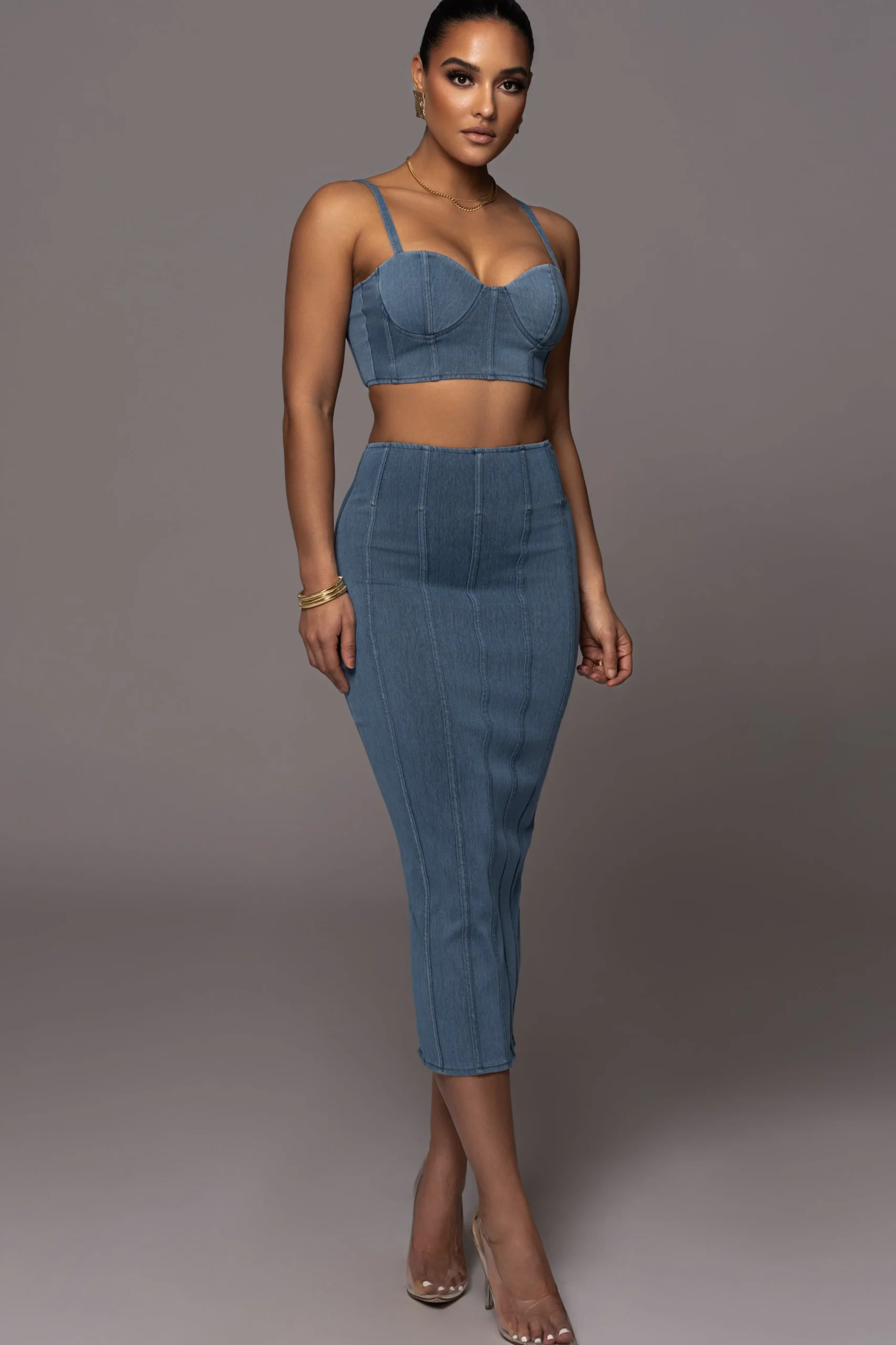 NAT LIV x Denim Eliana Skirt Set*JLUXLABEL Fashion