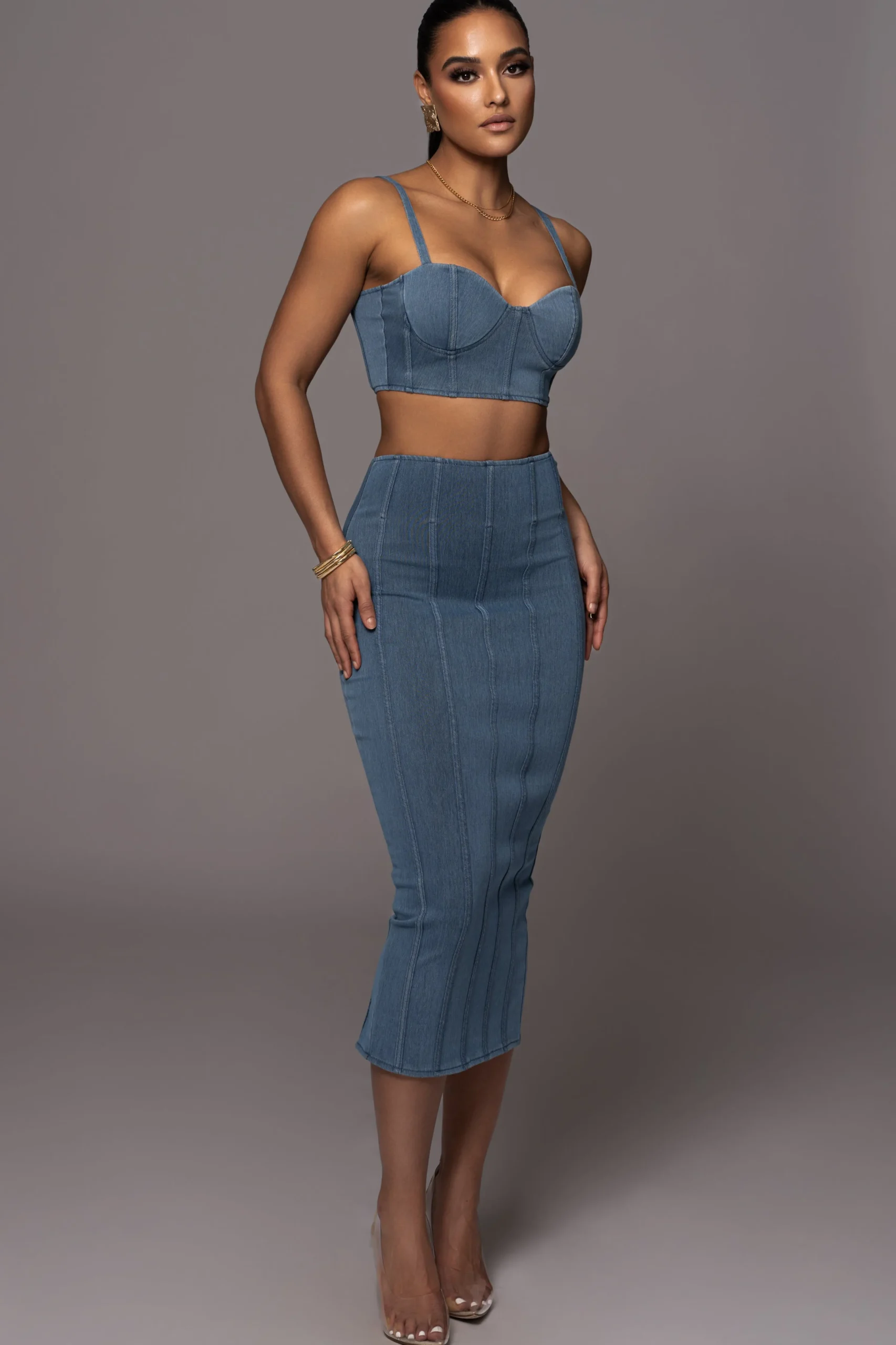NAT LIV x Denim Eliana Skirt Set*JLUXLABEL Fashion