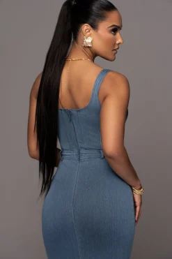 NAT  LIV x Denim Malika Midi Dress*JLUXLABEL Best