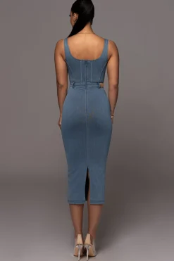 NAT  LIV x Denim Malika Midi Dress*JLUXLABEL Best
