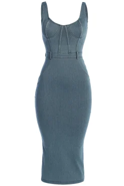 NAT  LIV x Denim Malika Midi Dress*JLUXLABEL Best