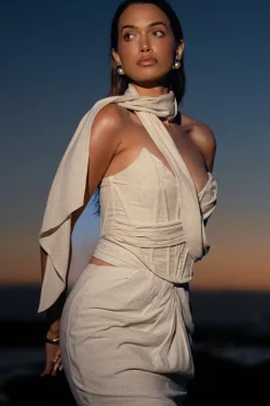 Natural Coastal Bliss Linen Bustier*JLUXLABEL New