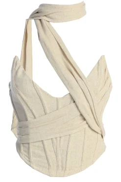 Natural Coastal Bliss Linen Bustier*JLUXLABEL New