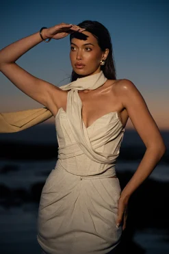 Natural Coastal Bliss Linen Bustier*JLUXLABEL New