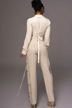 Natural Drift Away Linen Wrap Top*JLUXLABEL Clearance