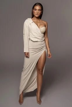 Natural Evita Linen Draped Dress*JLUXLABEL Online