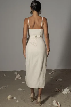 Natural Gisele Linen Slit Skirt*JLUXLABEL Best