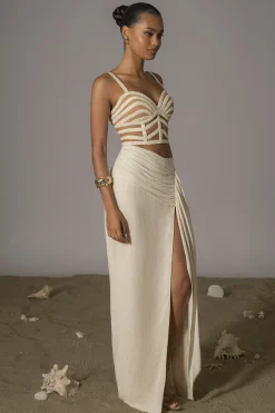 Natural Las Olas Linen Skirt*JLUXLABEL Sale