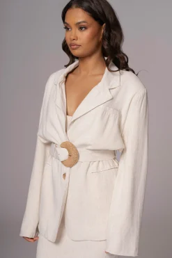 Natural Ocean Breeze Linen Blazer*JLUXLABEL Sale