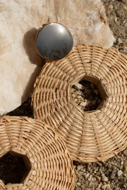 Natural Raffia Circular Dangle Earrings*JLUXLABEL Outlet