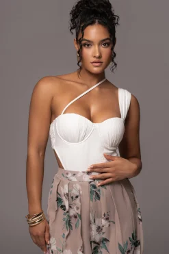 Natural Scenic One-Shoulder Linen Bodysuit*JLUXLABEL Hot