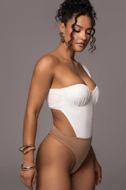 Natural Scenic One-Shoulder Linen Bodysuit*JLUXLABEL Hot