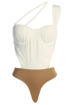 Natural Scenic One-Shoulder Linen Bodysuit*JLUXLABEL Hot