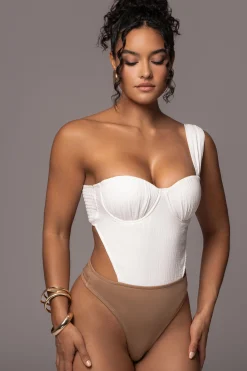 Natural Scenic One-Shoulder Linen Bodysuit*JLUXLABEL Hot