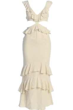 Natural Sunshine Ruffle Linen Dress*JLUXLABEL New
