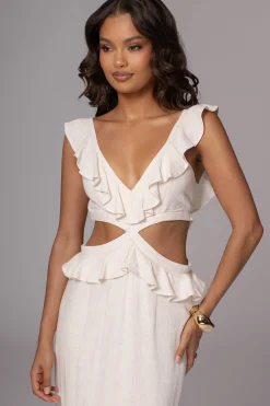 Natural Sunshine Ruffle Linen Dress*JLUXLABEL New