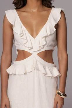 Natural Sunshine Ruffle Linen Dress*JLUXLABEL New