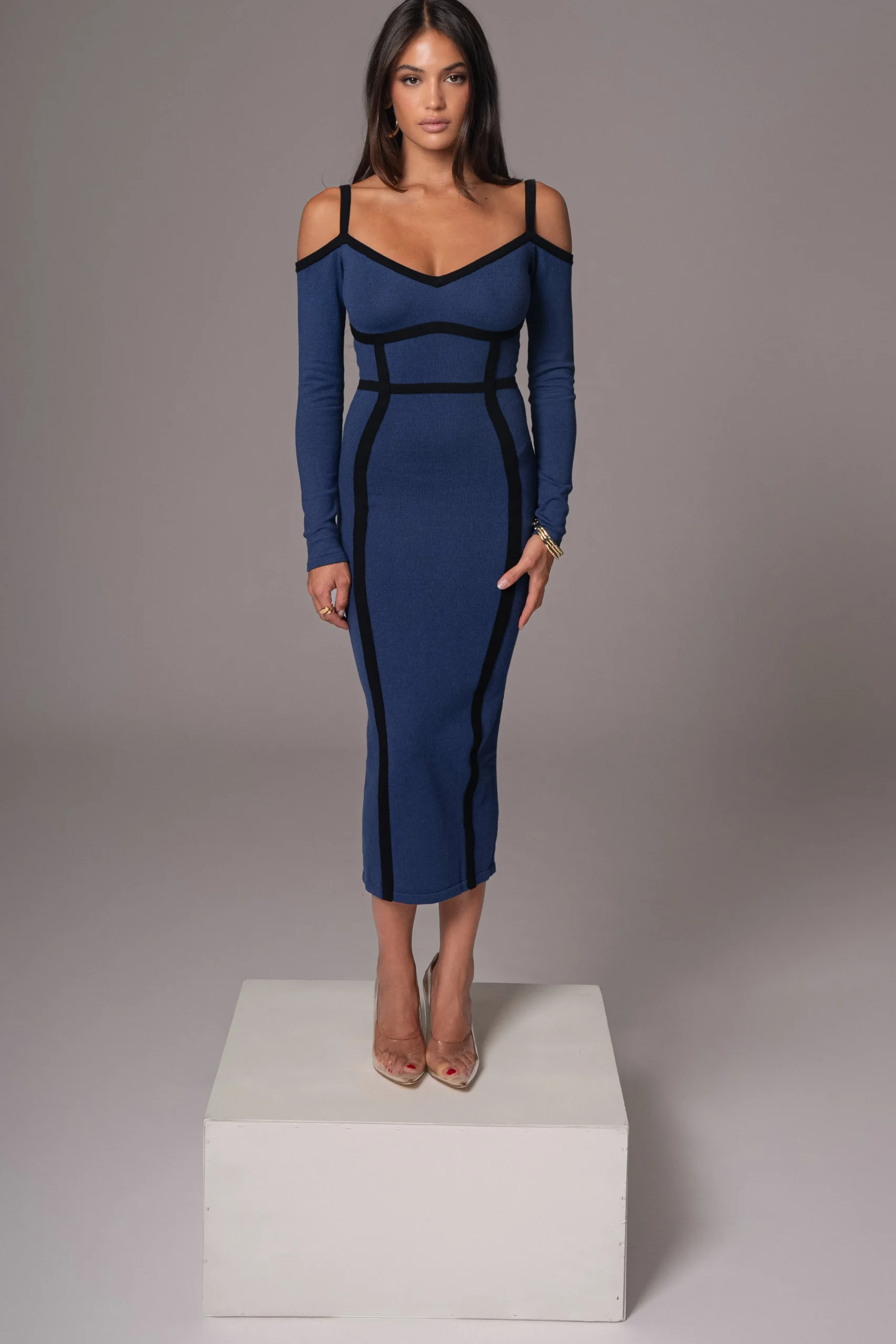 Navy Debora Knit Midi Dress*JLUXLABEL Sale