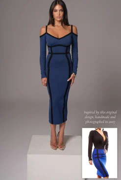 Navy Debora Knit Midi Dress*JLUXLABEL Sale