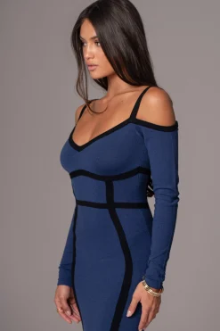 Navy Debora Knit Midi Dress*JLUXLABEL Sale