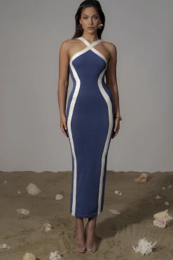 Navy Fabiola Contrast Maxi Dress*JLUXLABEL Sale
