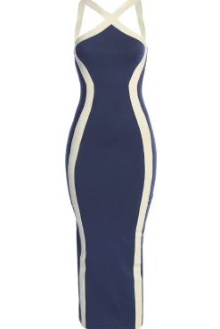 Navy  Fabiola Contrast Maxi Dress*JLUXLABEL Sale