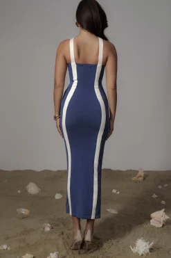 Navy Fabiola Contrast Maxi Dress*JLUXLABEL Sale